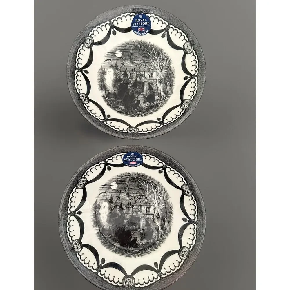 2 Royal Stafford Spookeyville Coven Witch Salad Bowls Halloween NWT 7 3/4” Wide